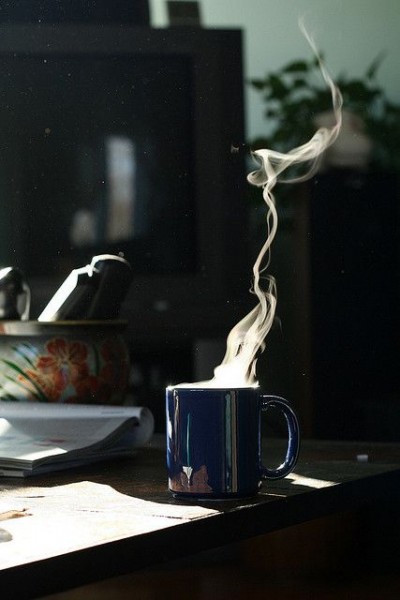 steam rising from mug