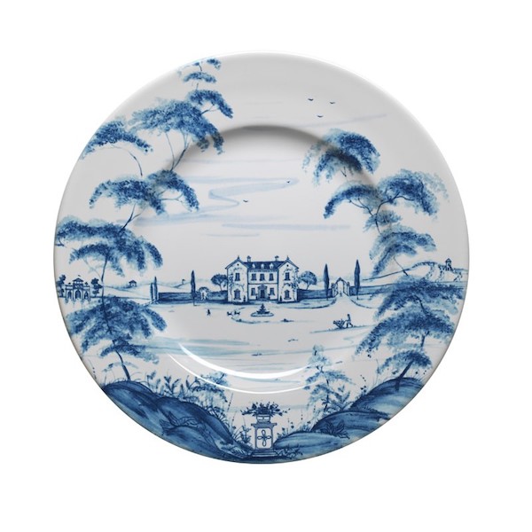 blue and white dinner plate